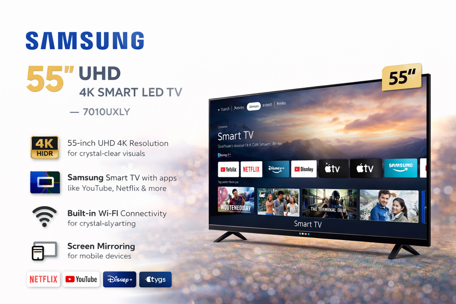 T.V SAMSUNG 55" UHD 4K SMART LED TV – 7010UXLY