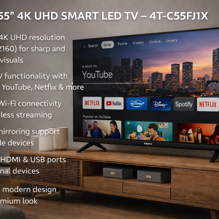 T.V SHARP 55" 4K UHD SMART LED TV – 4T-C55FJ1X