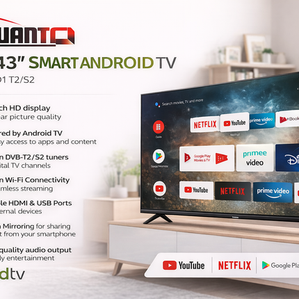 T.V QUANTA AZM 43" SMART ANDROID TV – SD1 T2/S2