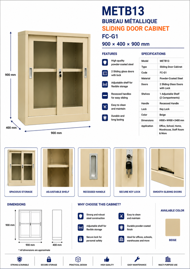 METB13 – Armoire Métallique à Portes Coulissantes FC-G1