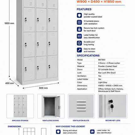 METB51 – 12 Door Steel Locker