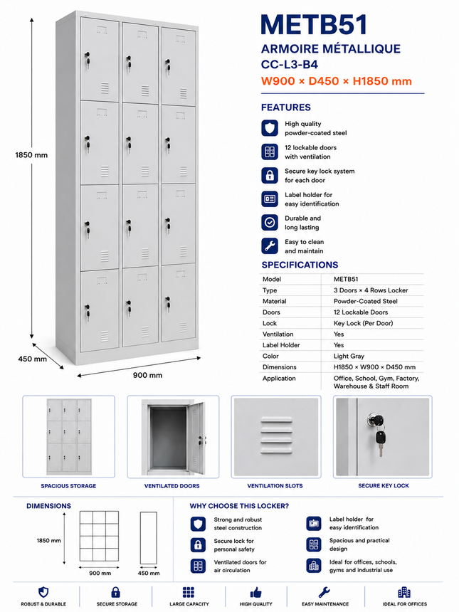 METB51 – 12 Door Steel Locker