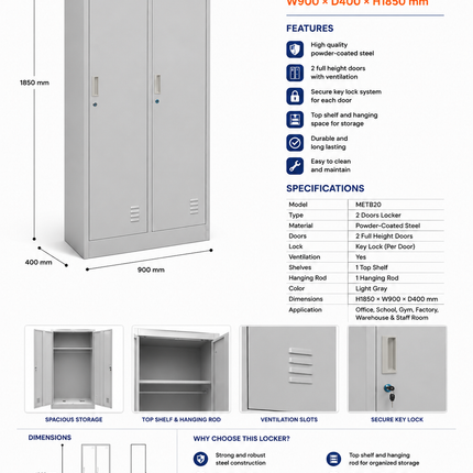 METB20 – 2 Door Steel Locker