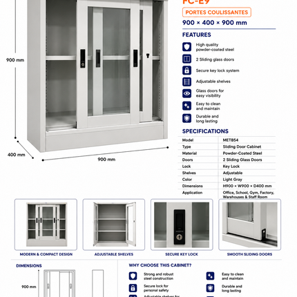 METB54 – Sliding Glass Door Steel Cabinet
