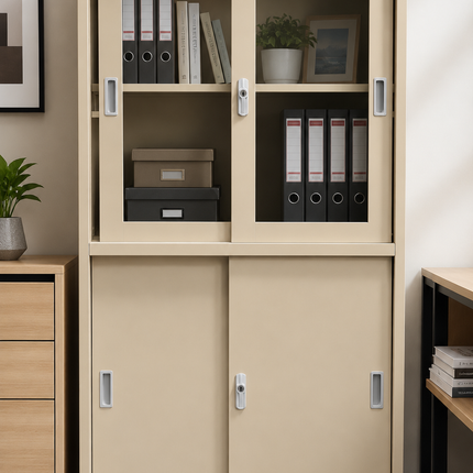 METB01 – Metal Office Bookcase with sliding doors