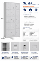 METB52 – 15 Door Steel Locker Cabinet (CC-L3-B5)