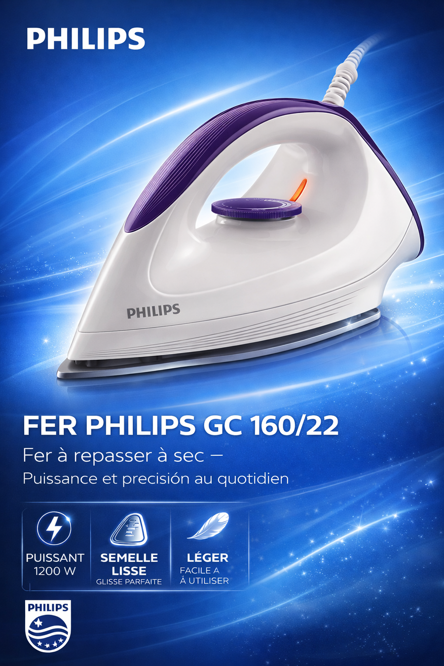 PHILIPS GC160/22 Fer à repasser à sec