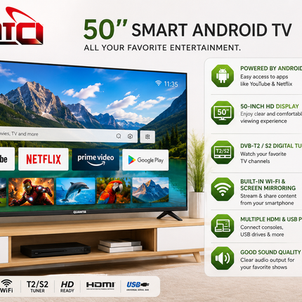 T.V QUANTA AZM 50" SMART ANDROID TV – SD1 T2/S2