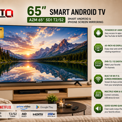 T.V QUANTA AZM 65" SMART ANDROID TV – SD1 T2/S2