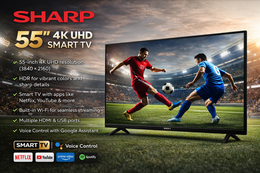 T.V SHARP 55" 4K UHD SMART LED TV – 4T-C55FJ1X