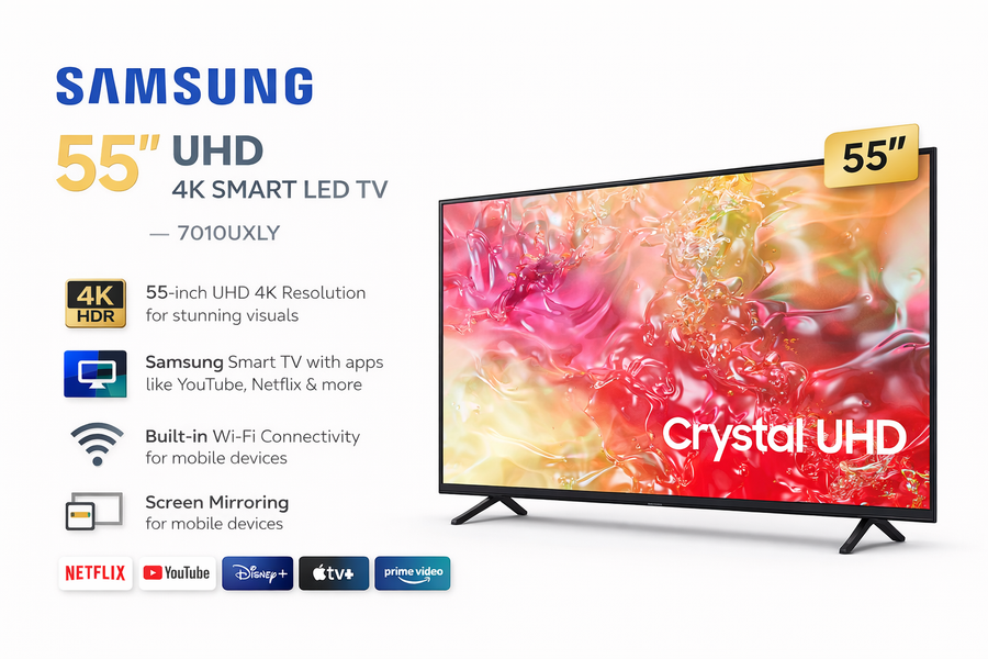 T.V SAMSUNG 55" UHD 4K SMART LED TV – 7010UXLY