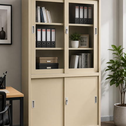 METB01 – Metal Office Bookcase with sliding doors