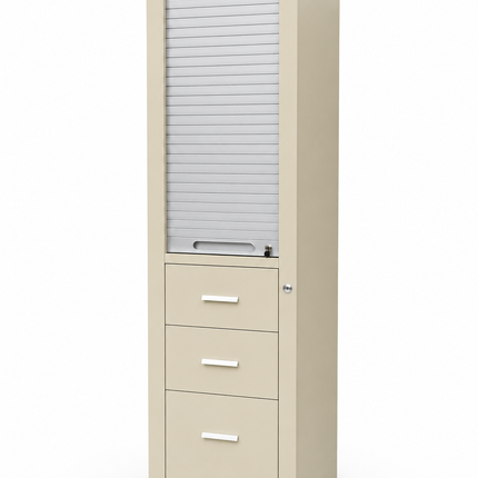 METB08 – Metal Office Tambour Door Cabinet with 3 Drawers (TC-06)