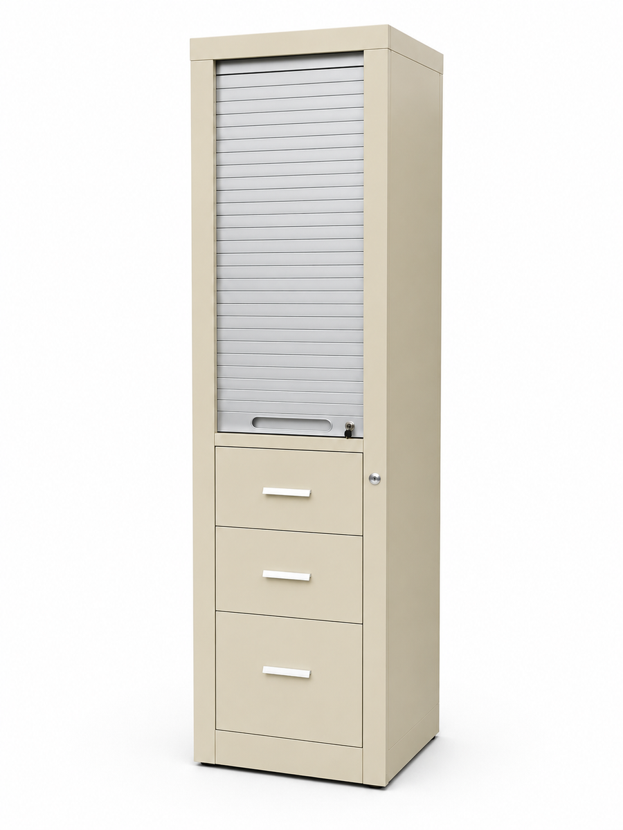 METB08 – Metal Office Tambour Door Cabinet with 3 Drawers (TC-06)