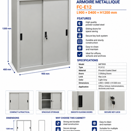 METB55 – Metal Sliding Door Cabinet FC-E12