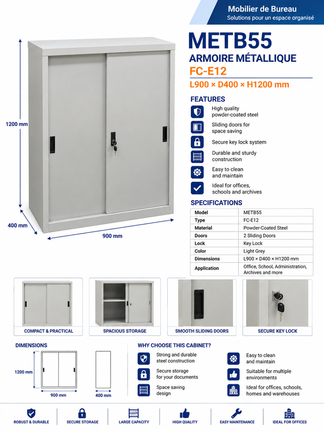 METB55 – Metal Sliding Door Cabinet FC-E12